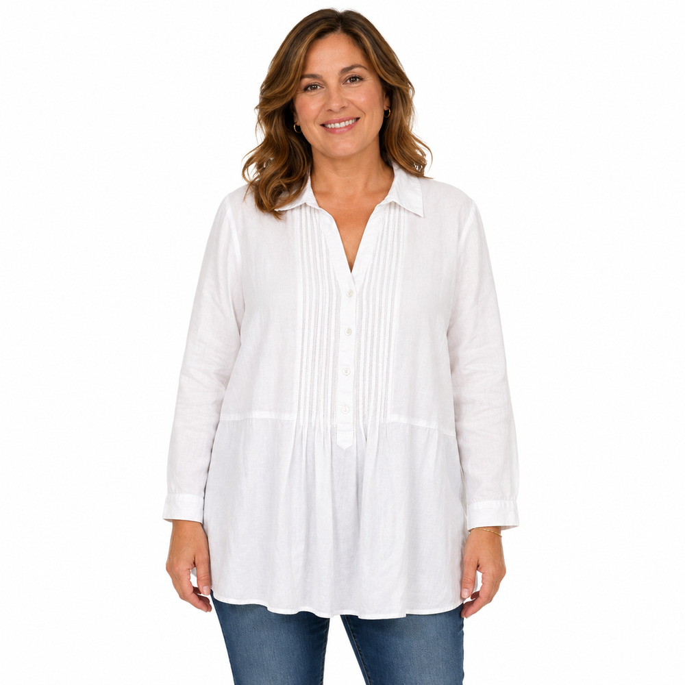 J Jill White Shirt Womens Collared Long Sleeve Lightweight 100% Cotton Top sz L